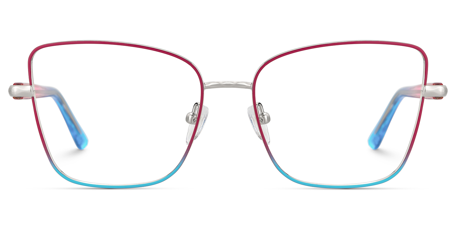 Jace Red-blue Square Prescription Glasses | Zeelool1
