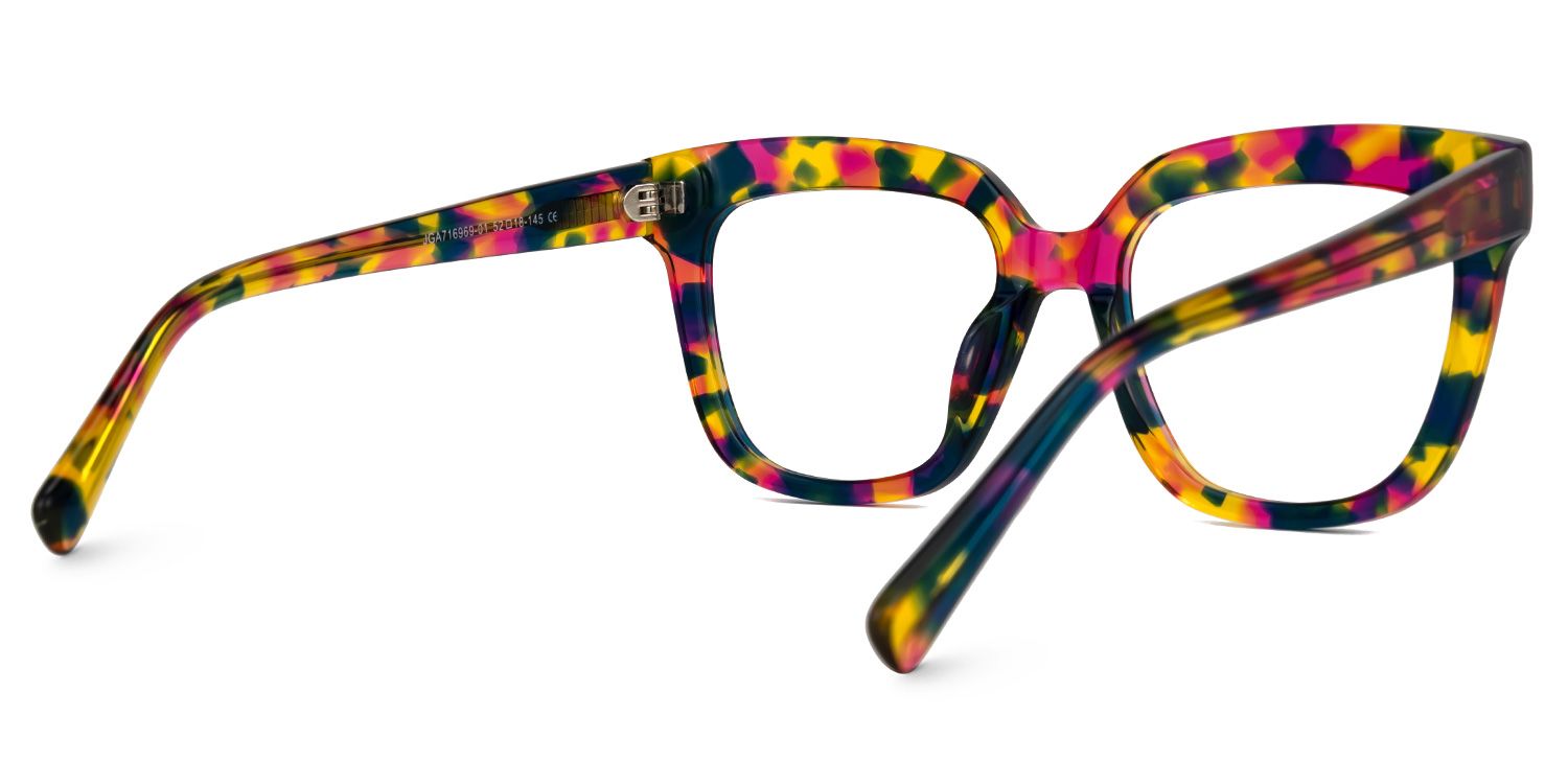 Nina Square Floral Frame Glasses / Prescription Glasses3
