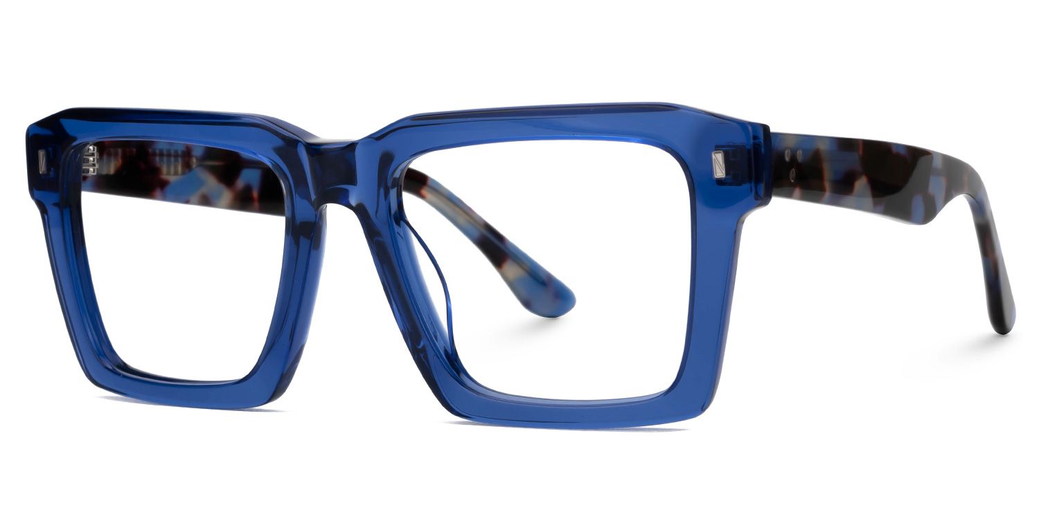 Kenish Designer Eyeglasses in Square Blue Frame1