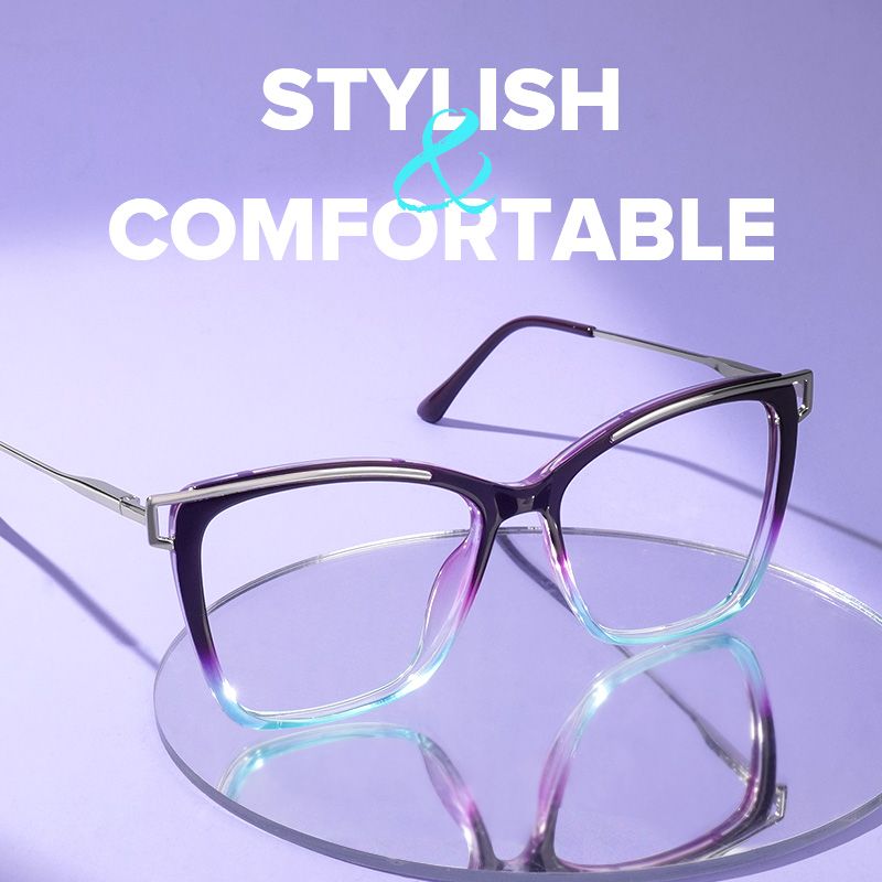Square Krystle Purple-Blue Eyeglasses deals -Zeelool4