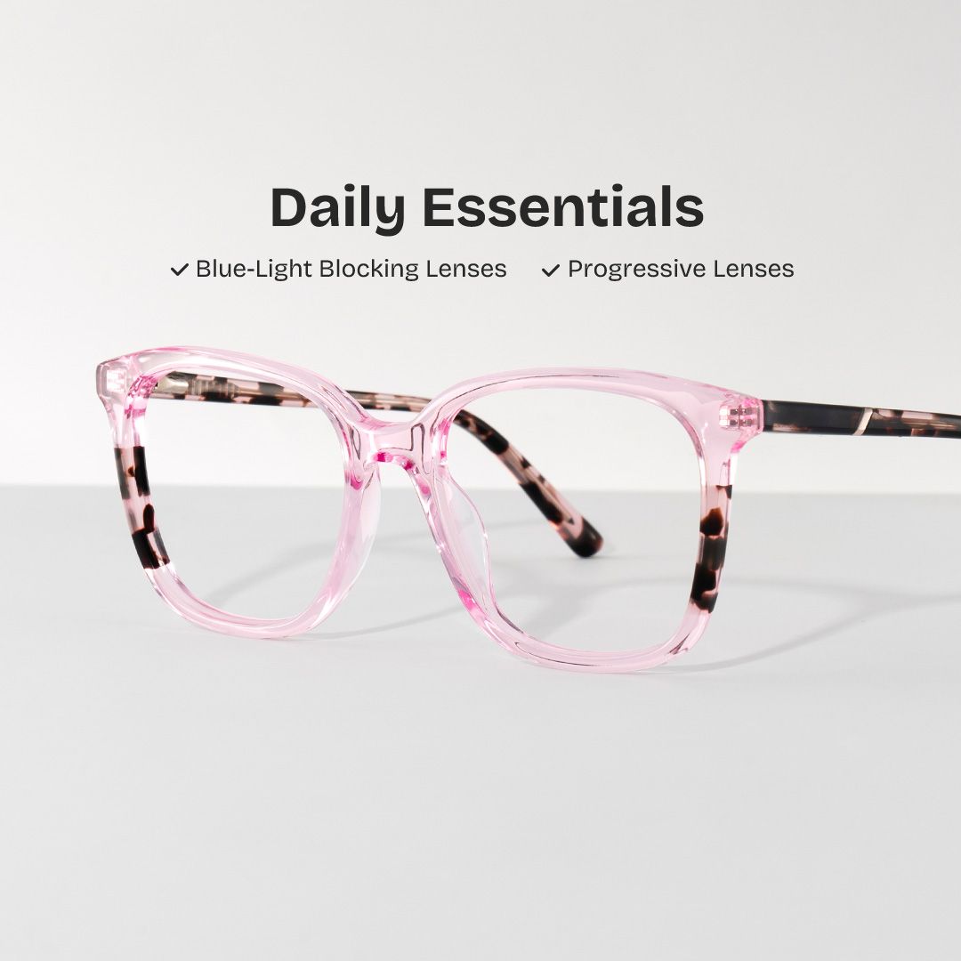 Finnley Acetate Pink Frame Glasses with Square Shape | ZEELOOL Canada0
