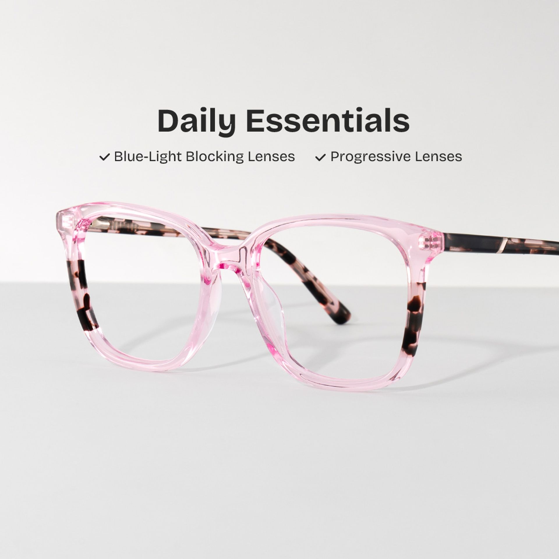 Finnley Acetate Pink Frame Glasses with Square Shape | ZEELOOL Canada0