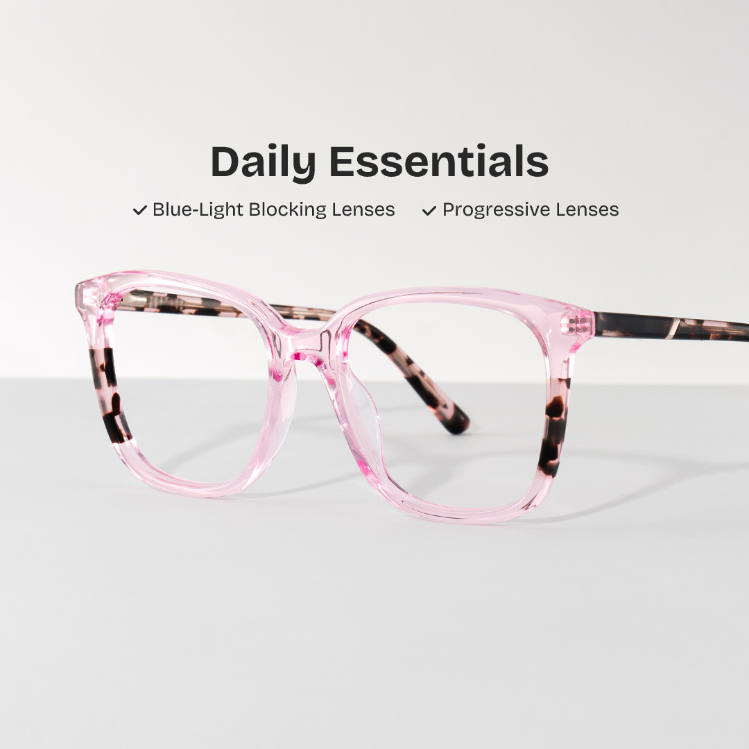 Finnley Acetate Pink Frame Glasses with Square Shape | ZEELOOL Canada0