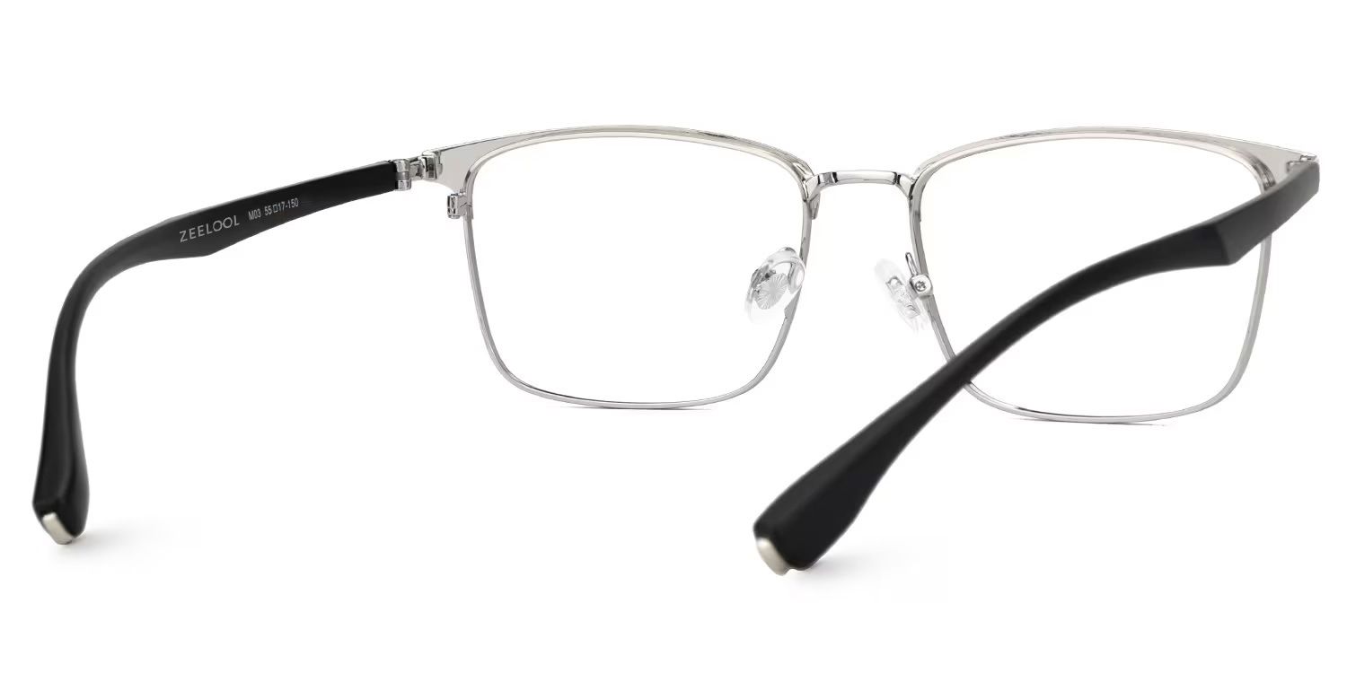 Eaddy Silver Eyeglasses with Rectangle Shape | ZEELOOL Canada3