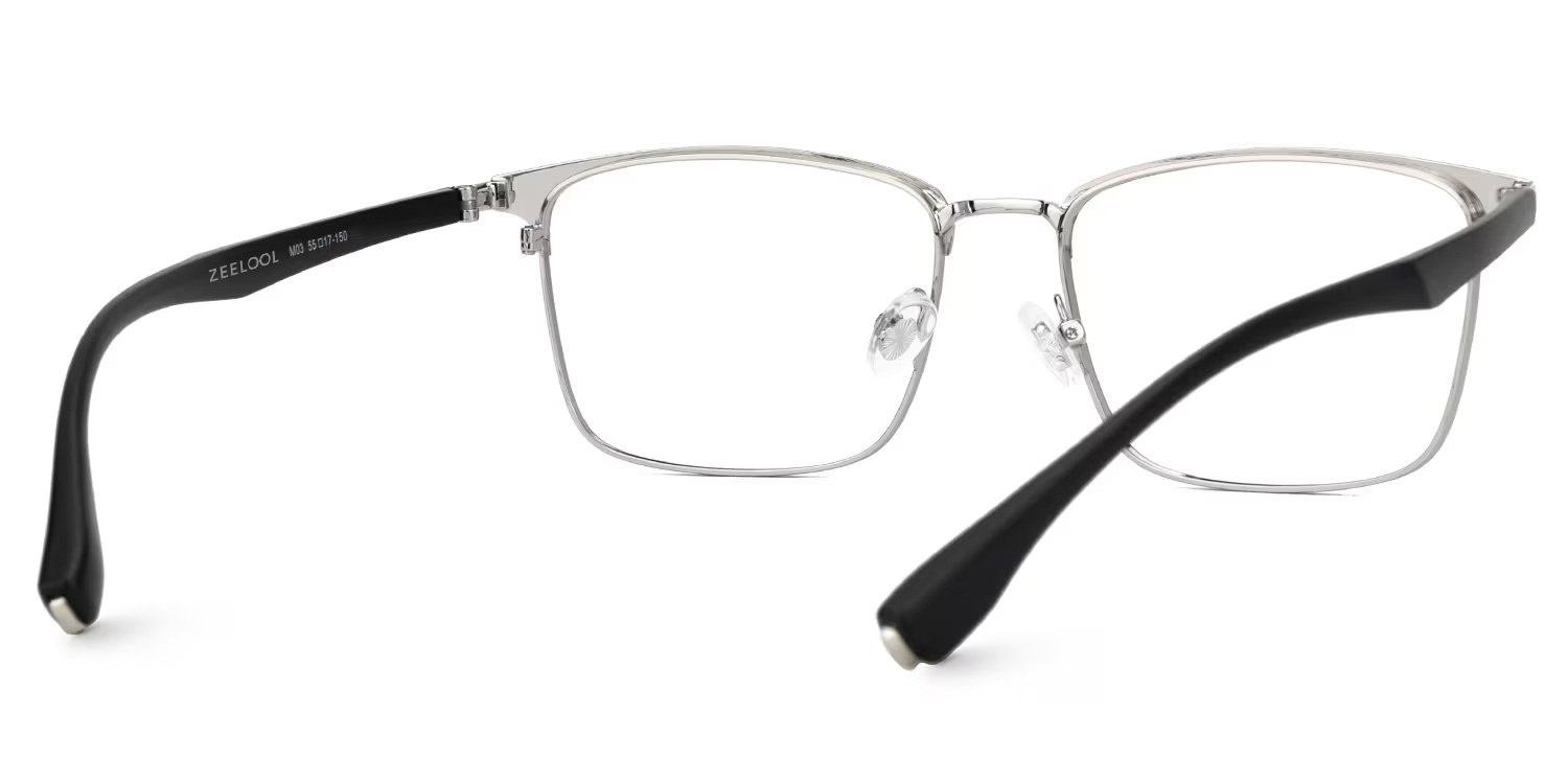 Eaddy Silver Eyeglasses with Rectangle Shape | ZEELOOL Canada3