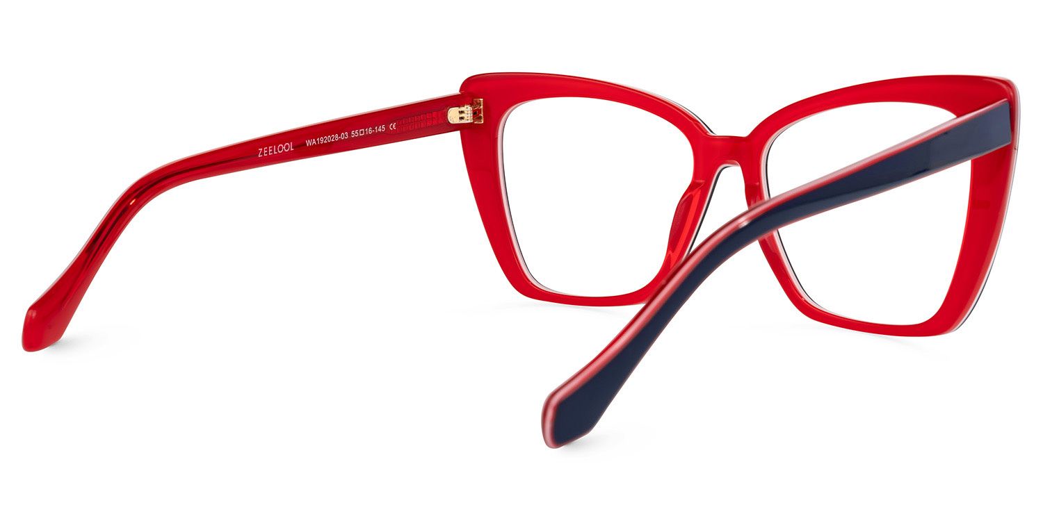Shanell Butterfly Blue-Red Frame Glasses | ZEELOOL Canada3