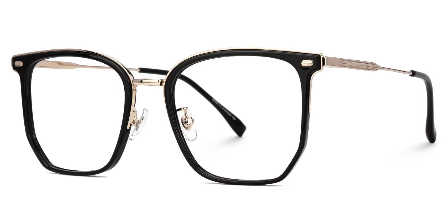 Roque Mixed-material Geometric Black Frame Glasses | ZEELOOL Canada2