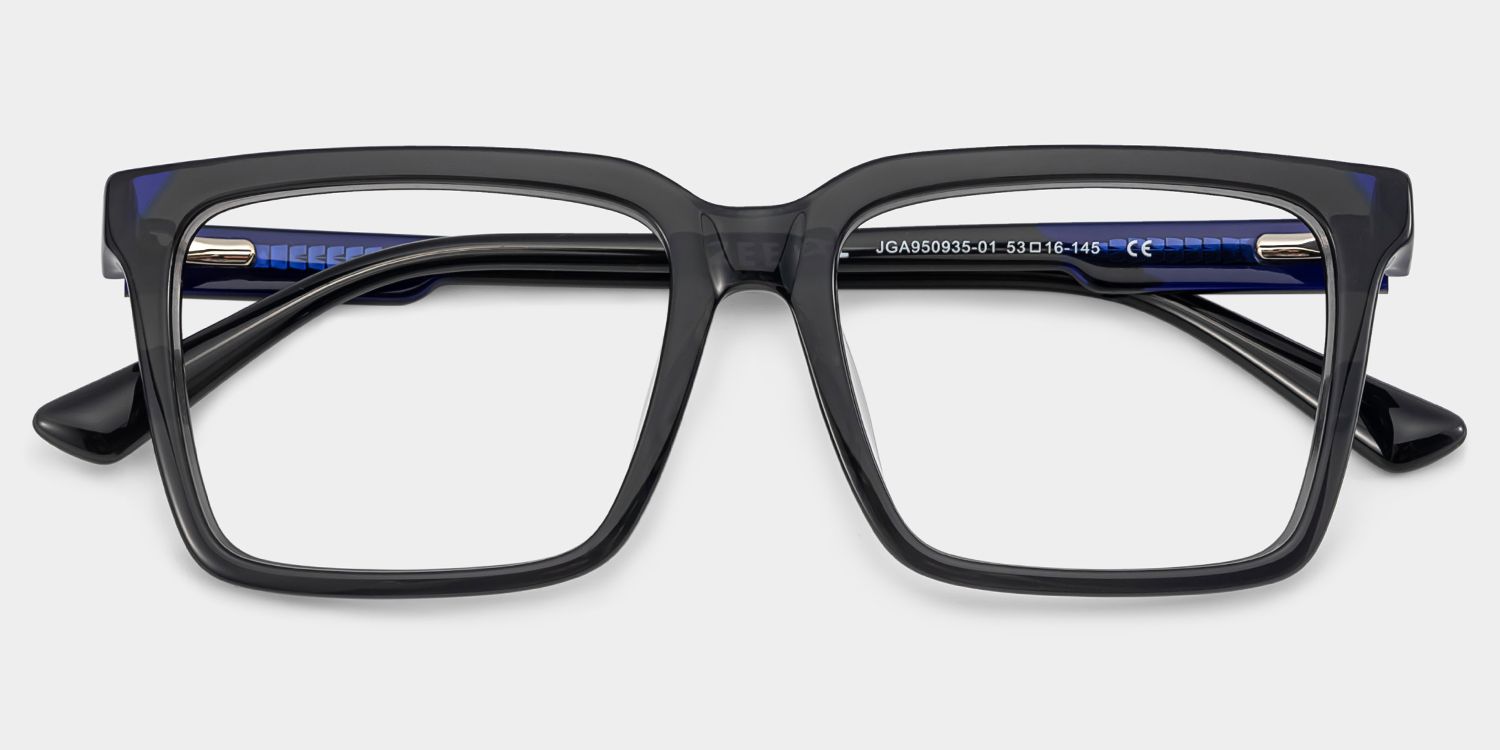 Rectangle Dark Gray Eyeglasses- Troy Acetate Frame Glasses1