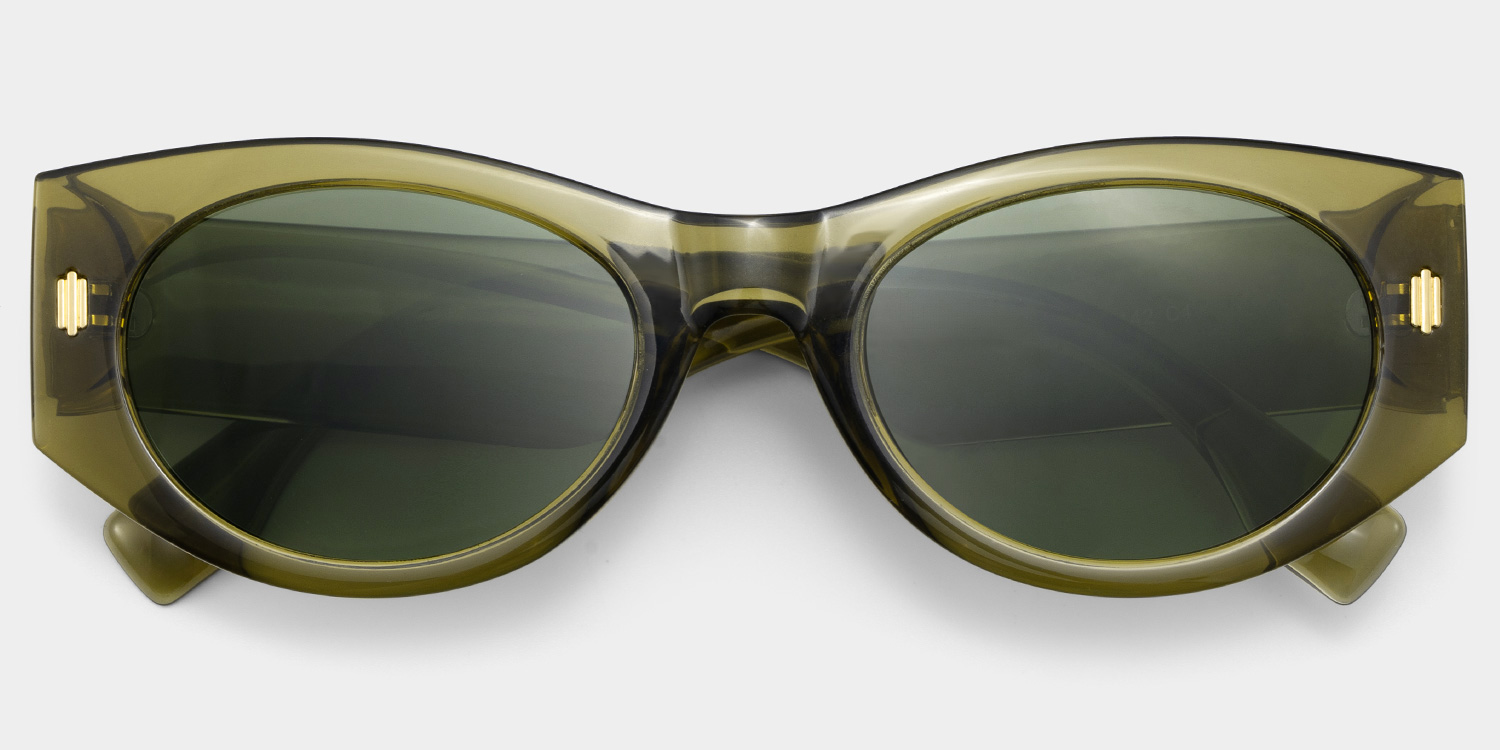 Reina Geometric Green Polarized Sunglasses1