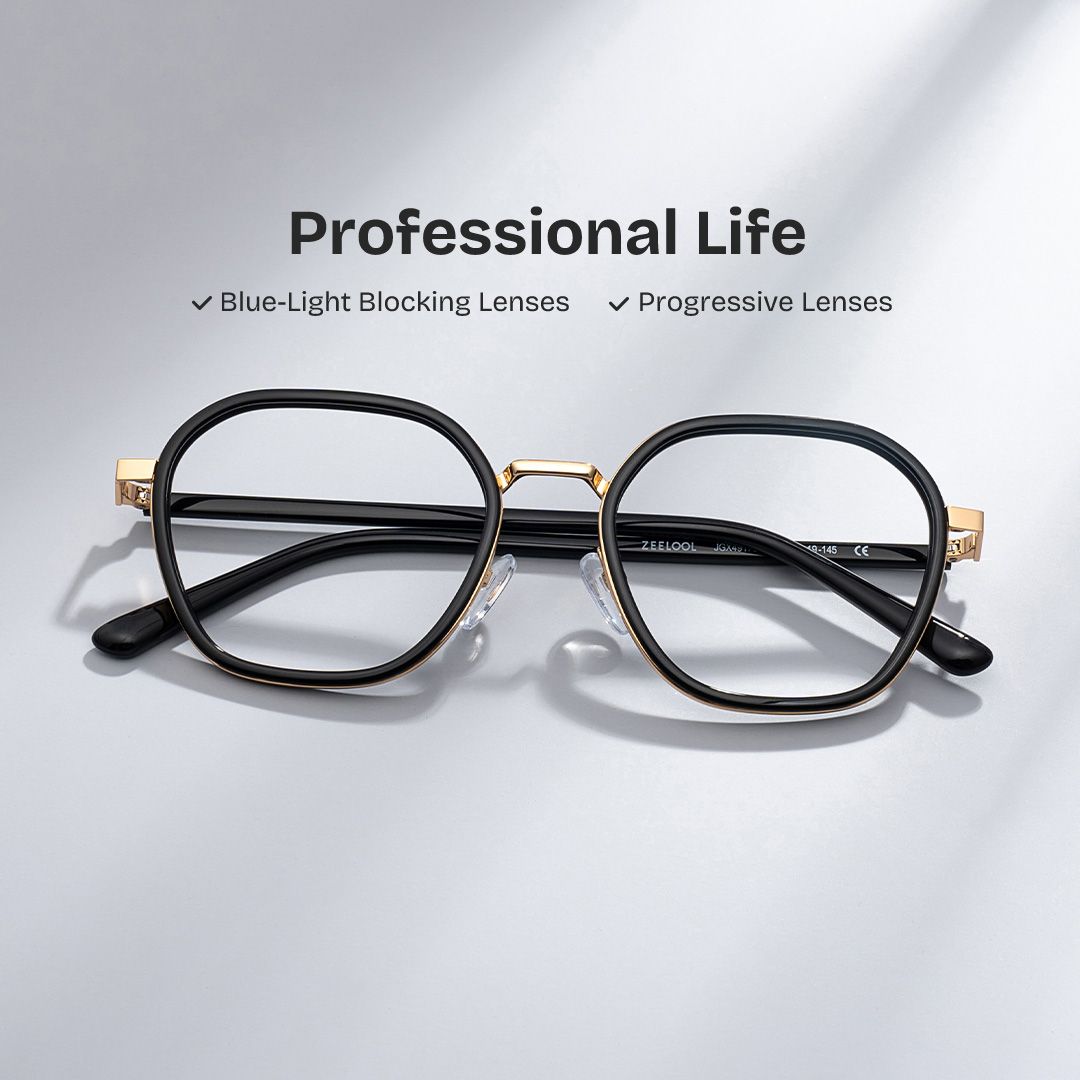 Mitchell Mixed Black Frame Glasses with Geometric Shape | ZEELOOL Canada0