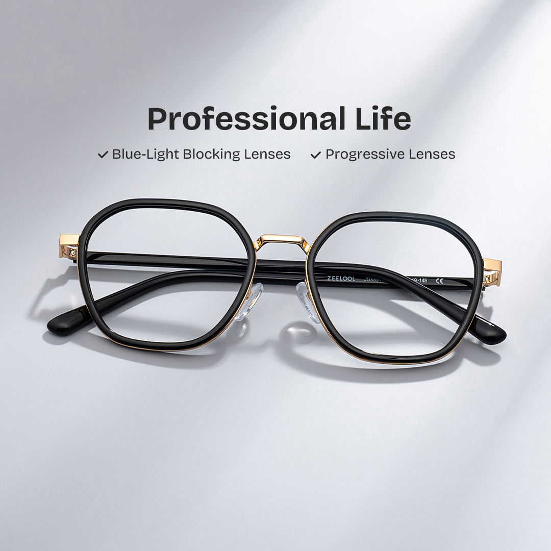 Mitchell Mixed Black Frame Glasses with Geometric Shape | ZEELOOL Canada0