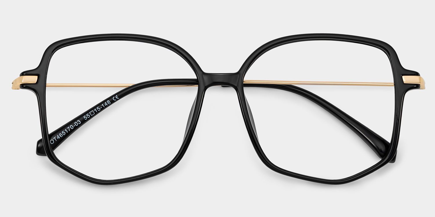 Payton Geometric Black Frame Glasses | ZEELOOL Canada1