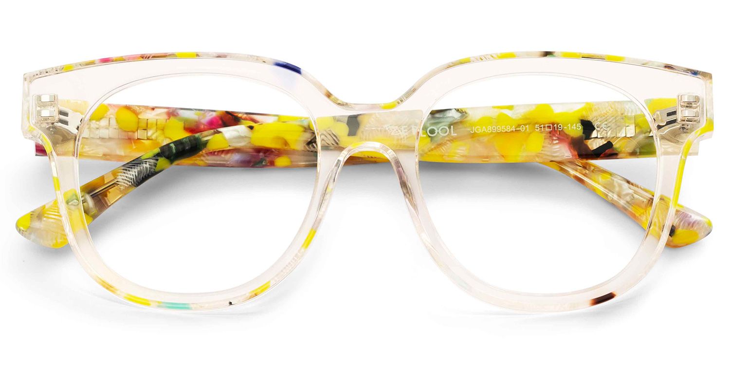 Jett Acetate Yellow Frame Glasses with Square Shape | ZEELOOL Canada2