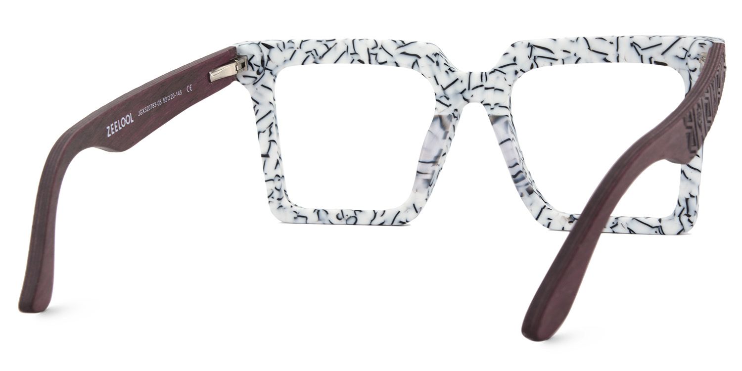 Retro Square Glasses Frames With Wood Temples - Zeelool Glasses5