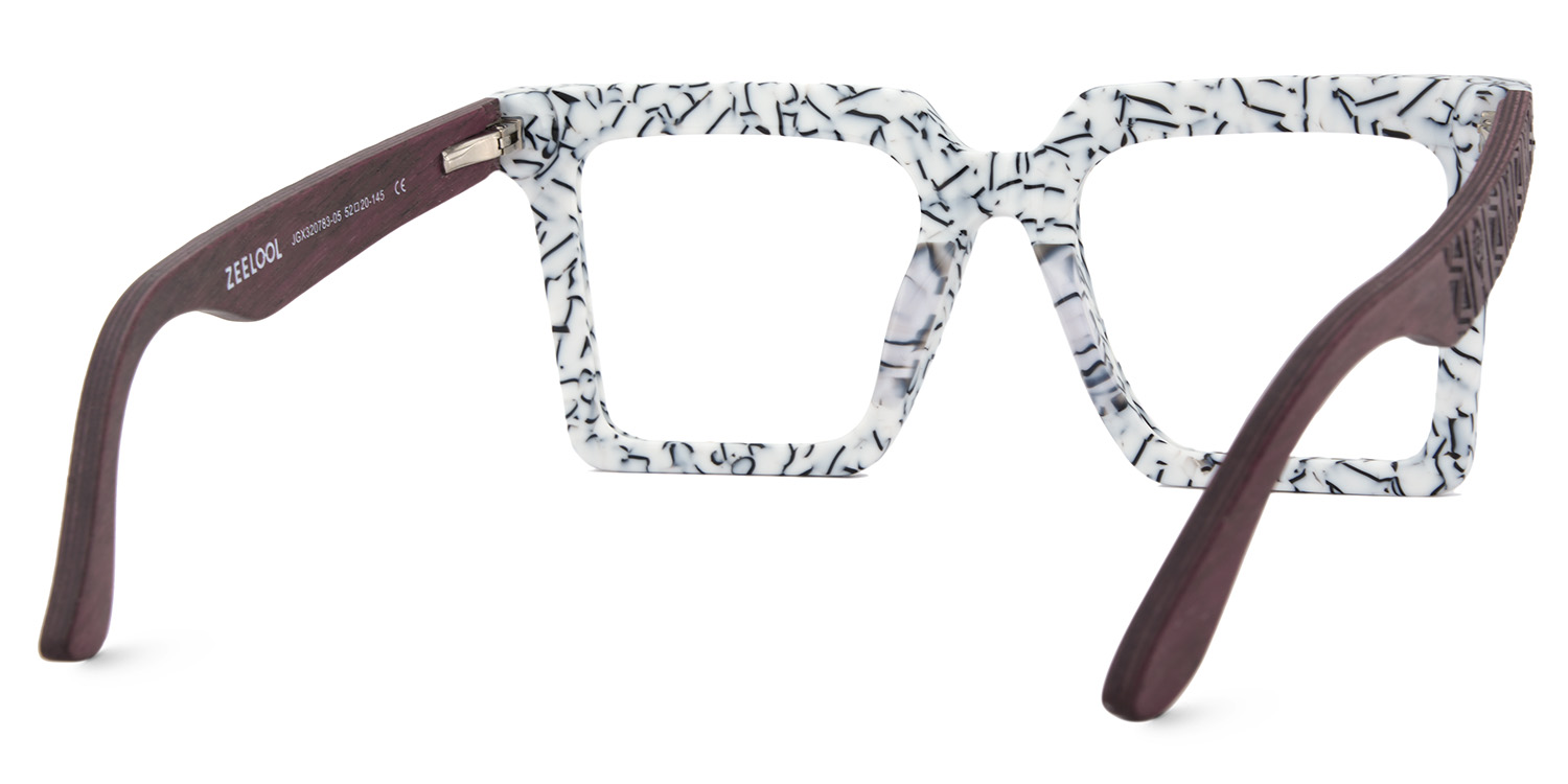 Retro Square Glasses Frames With Wood Temples - Zeelool Glasses5