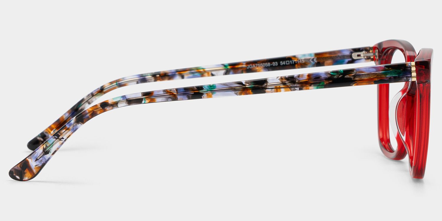 Bella Gardening Red Floral Rectangle Acetate Glasses | ZEELOOL4