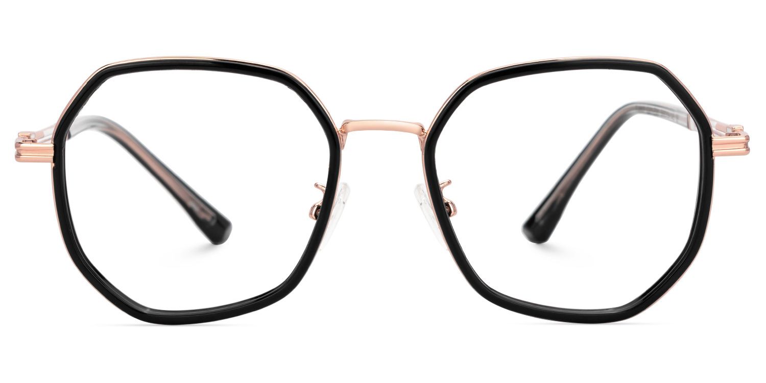 Frazier Mixed-Materials Geometric Black Frame Glasses | ZEELOOL Canada0