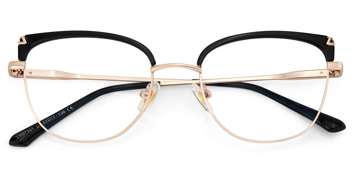 Beau Eyeglasses in Cat eye Black Gold Frame | ZEELOOL Canada2