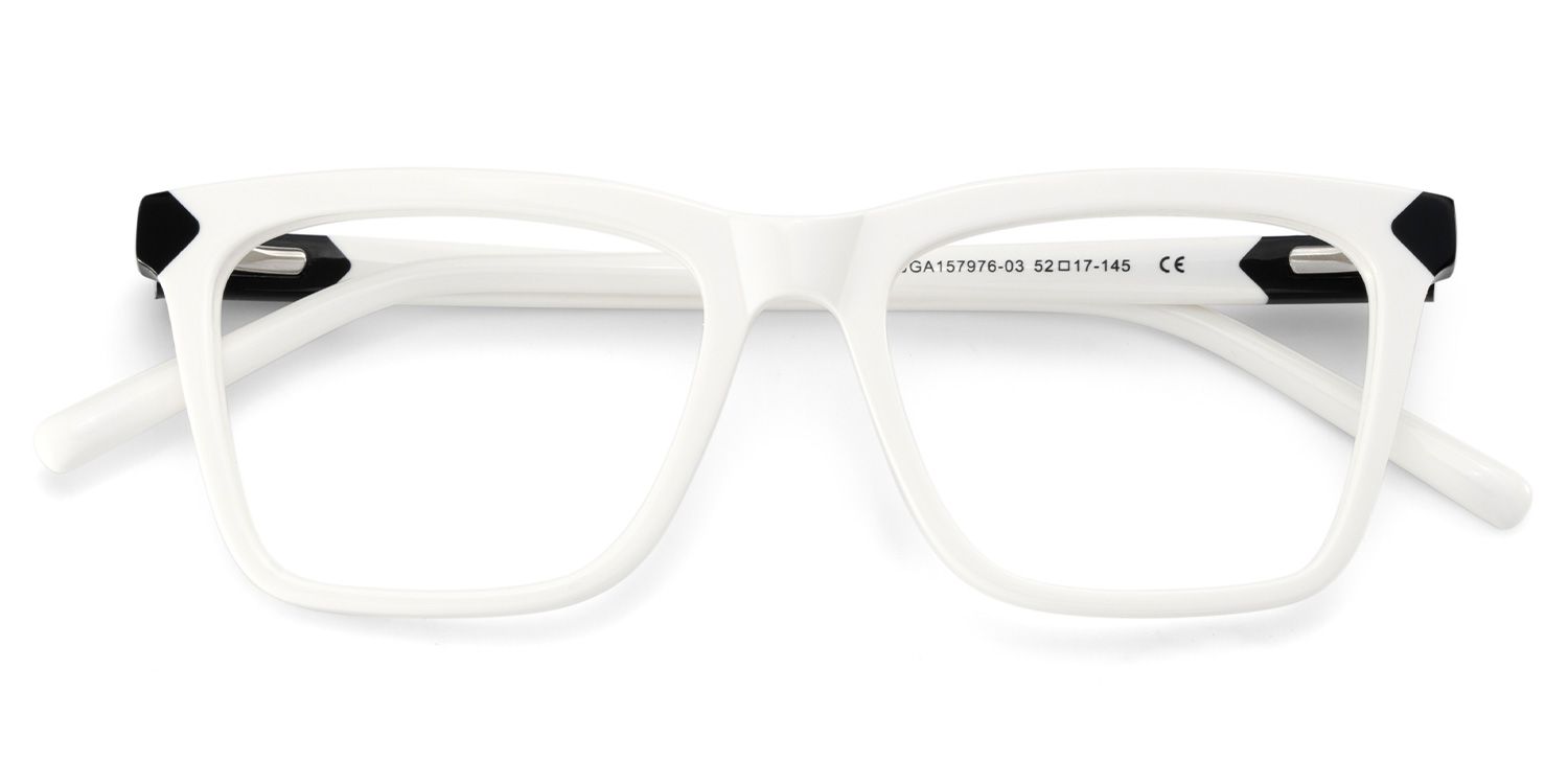 Thin White Glasses Frame In Rectangle Shape2