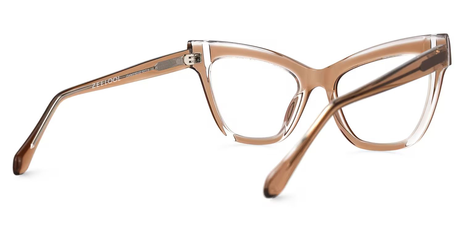 Saucie Light Brown Cat eye Frame Glasses | Zeelool3