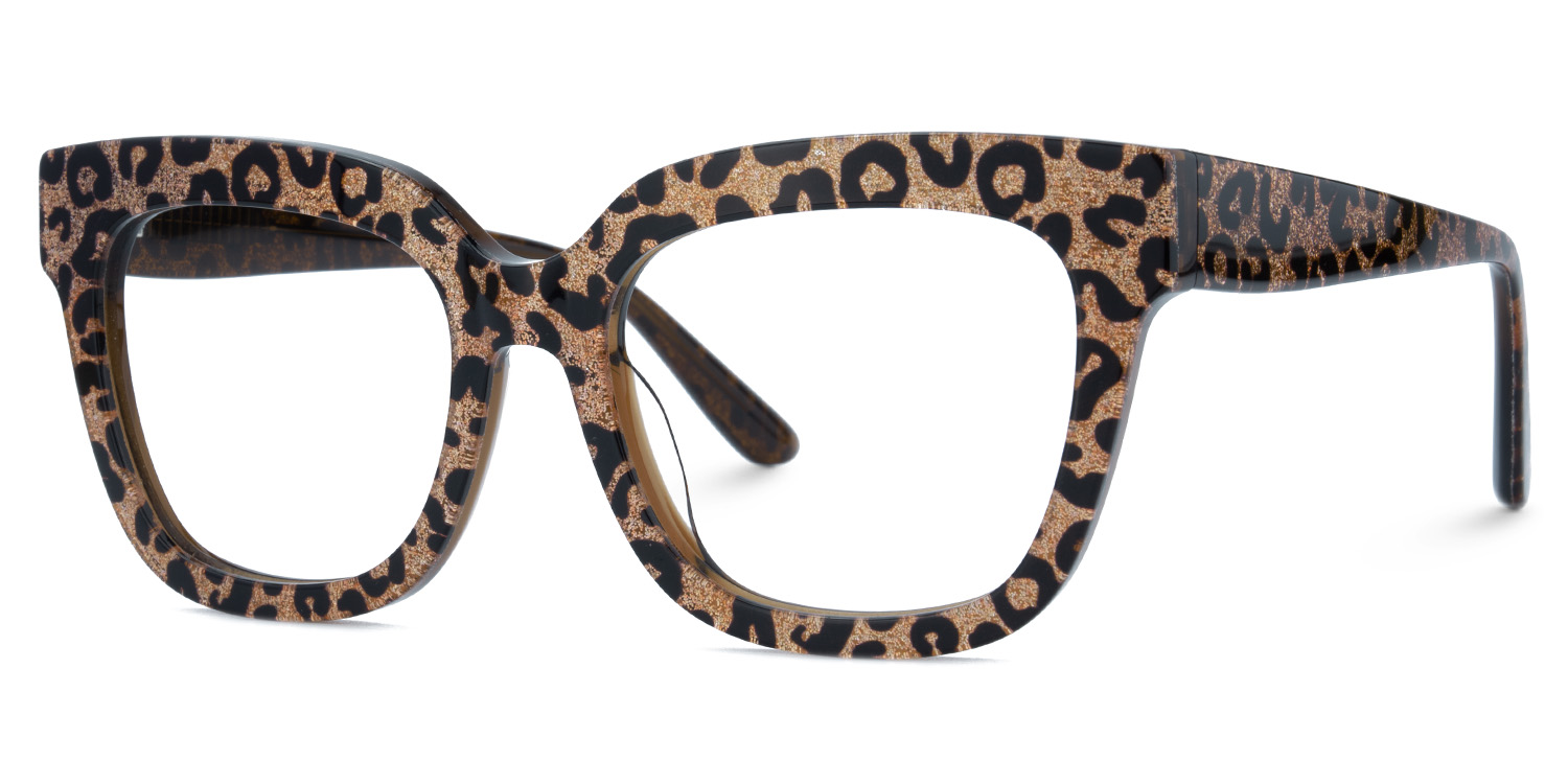 Designer Brown Leopard Square Prescription Glasses1
