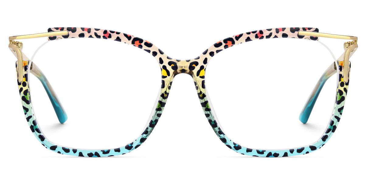 Sidibe Square Blue Leopard Glasses15