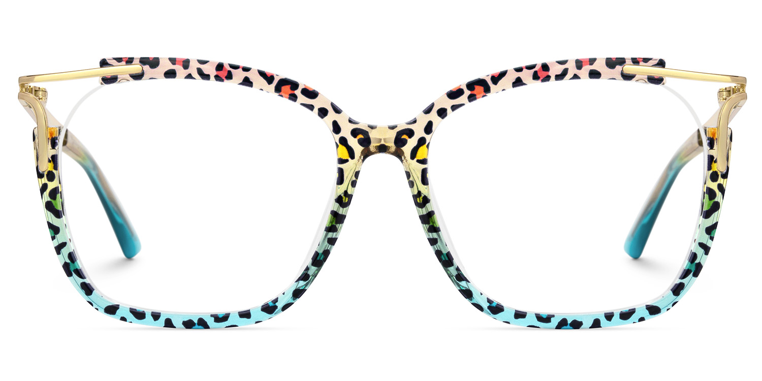 Sidibe Square Blue Leopard Glasses15