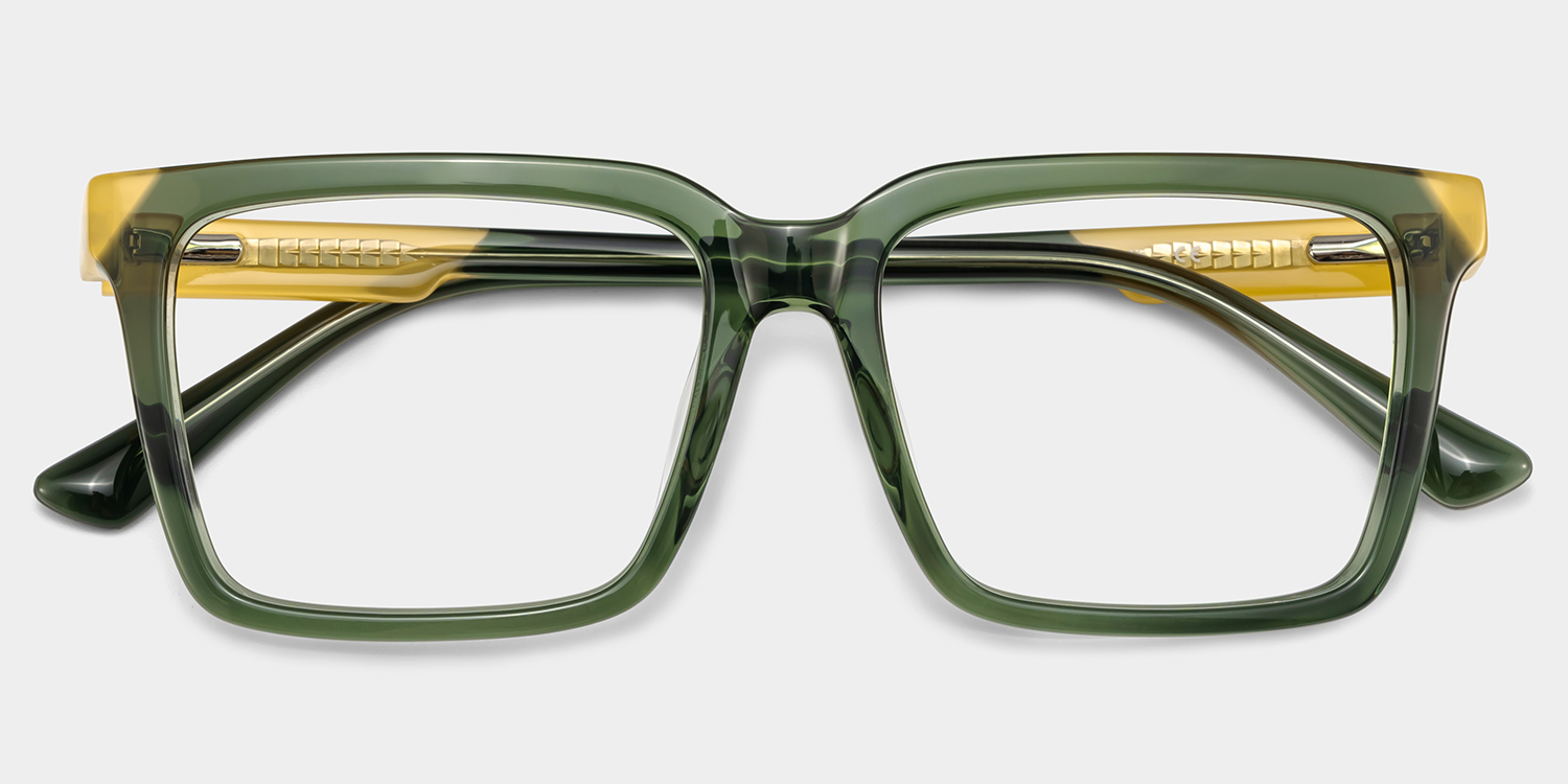 Troy Rectangle Green Glasses1