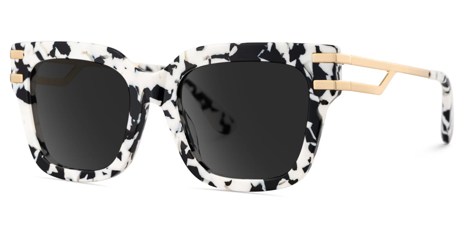 Square Cat-Eye Glasses With Cow Pattern2