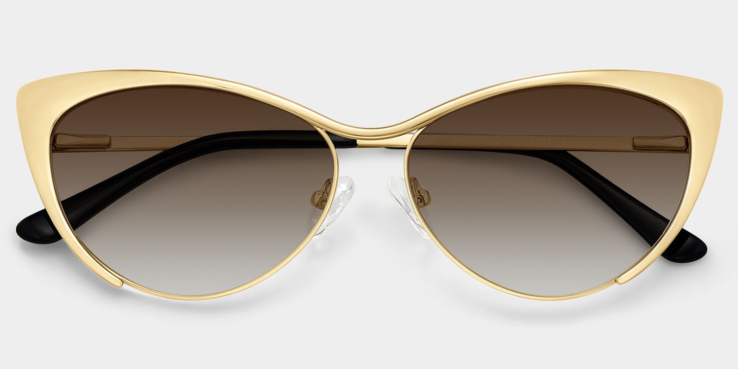 Ellen Gold Frame Sunglasses with Cat Eye Style | ZEELOOL CA1