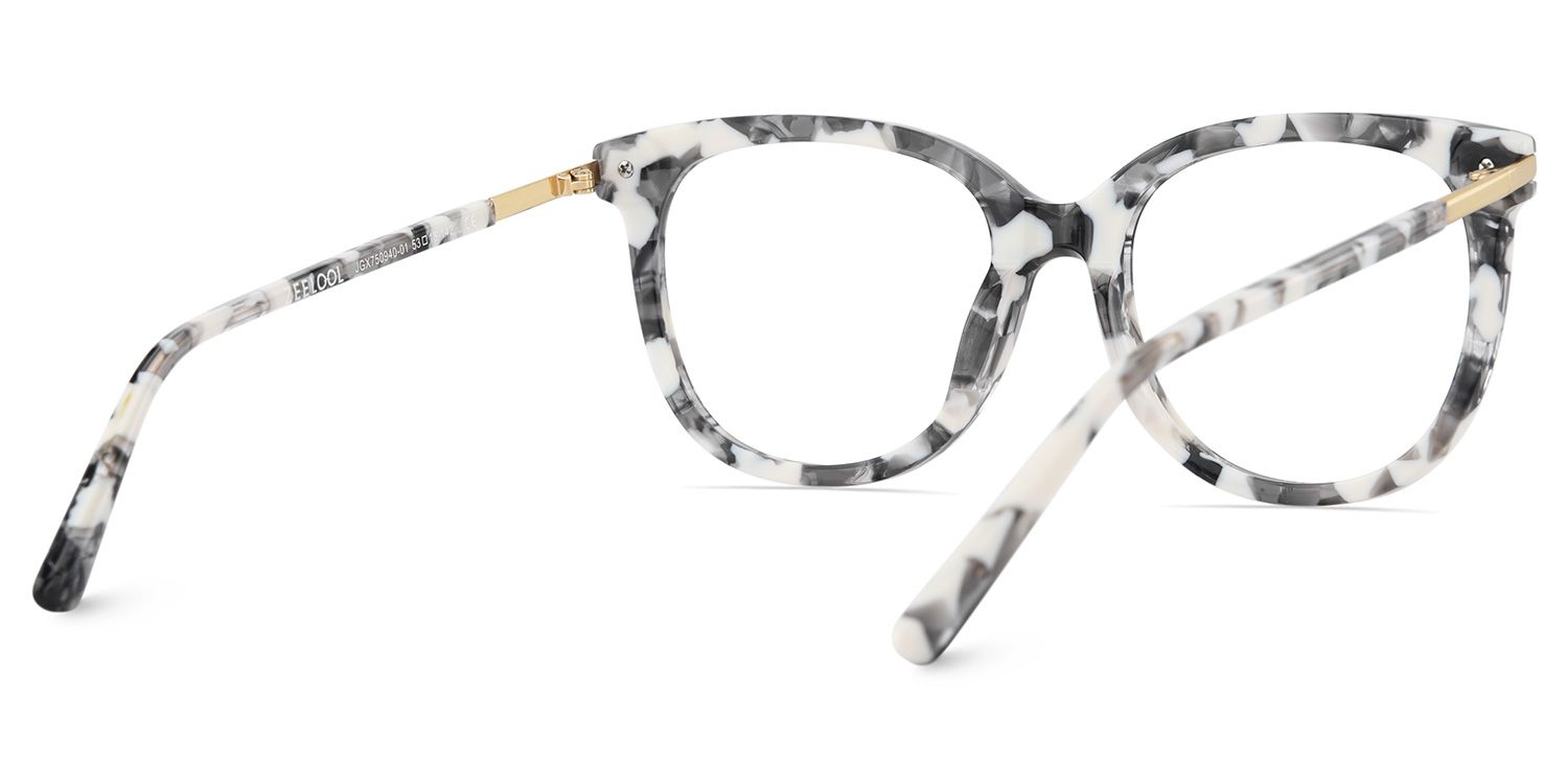 Round Grey Glasses With a Marble Pattern6