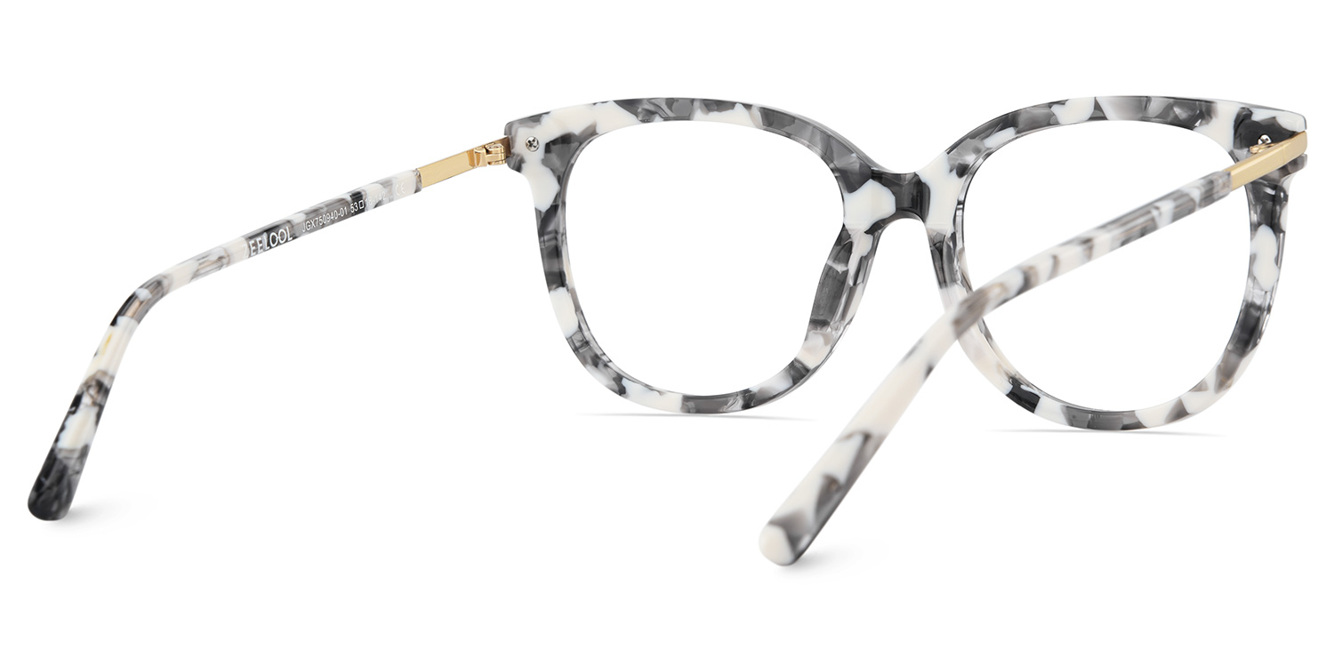 Round Grey Glasses With a Marble Pattern6