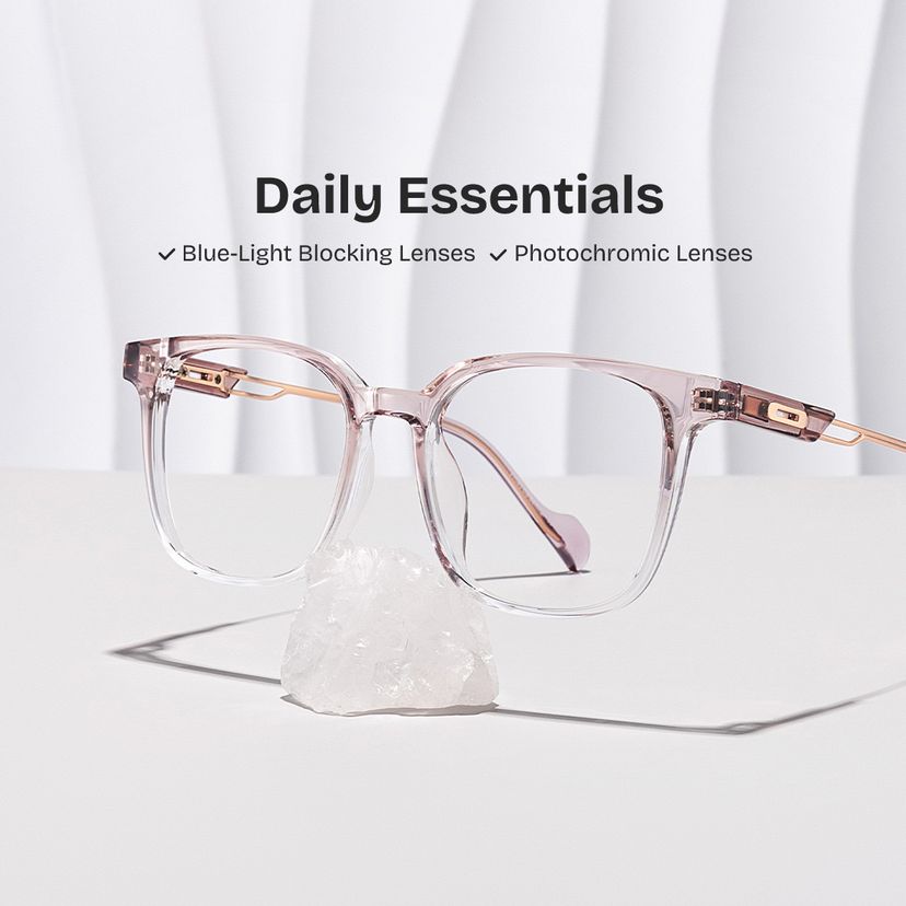 Chloe Square Pink Clear Glasses