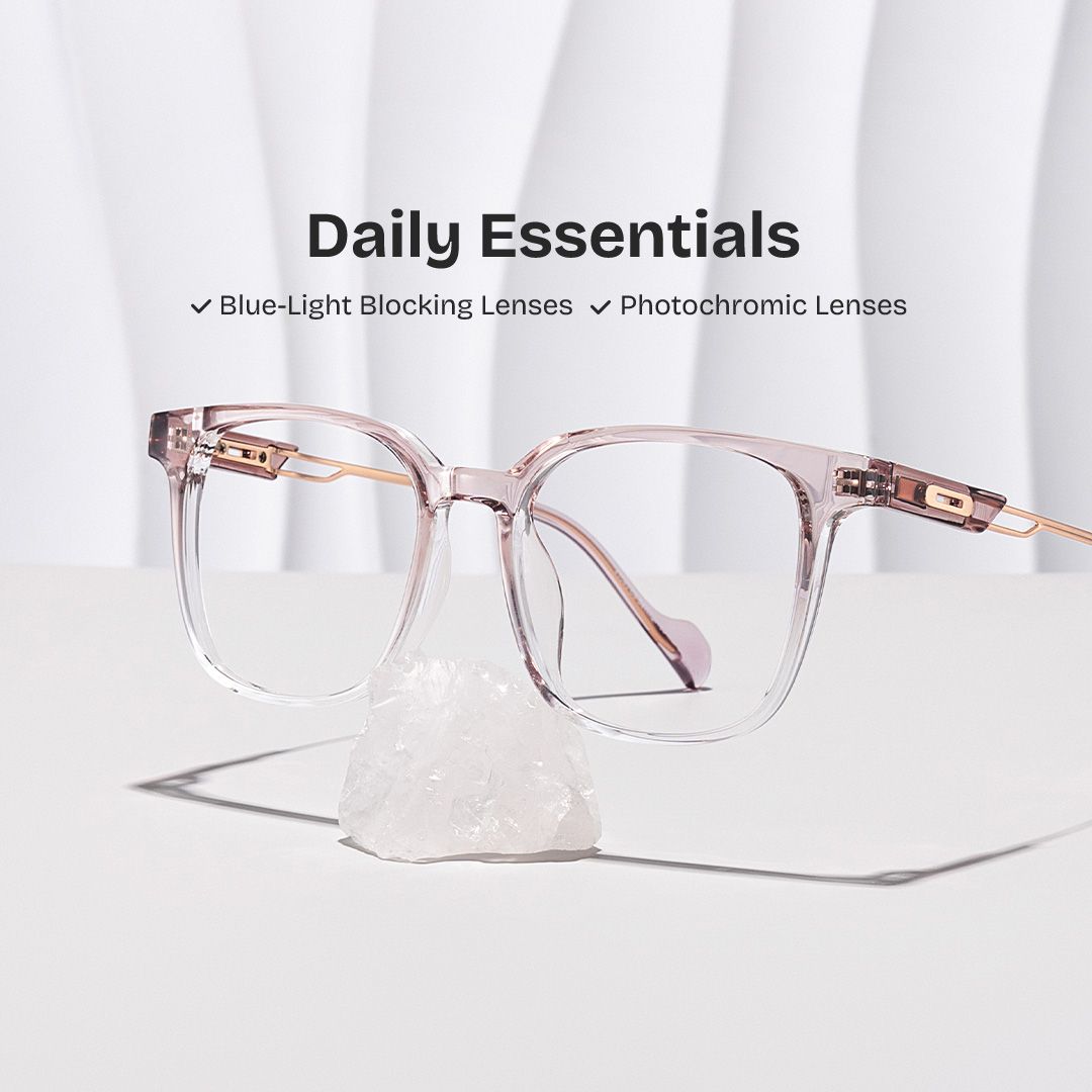 Chloe Pink Square Prescription Glasses | ZEELOOL Canada0