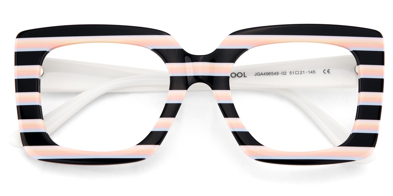 Dianna Rainbow Rectangle Thick Frame Glasses | ZEELOOL Canada2