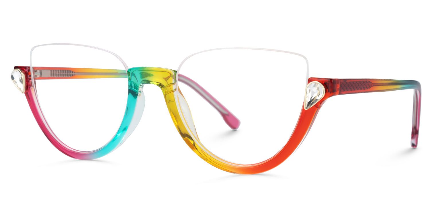 Felicia Cat-eye Clear Multicolor Half Frame Glasses1