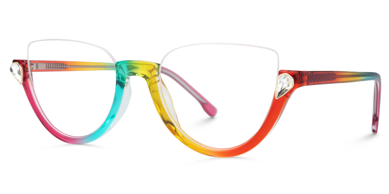 Felicia Cat-eye Crystal Multicolor Half Frame Glasses1
