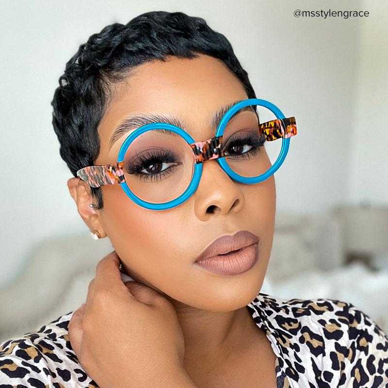 ZEELOOL Lindsey Round Blue Glasses