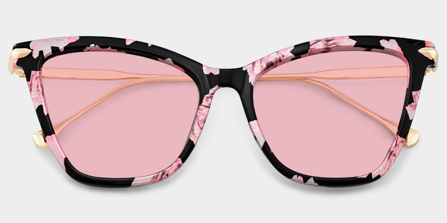 Hilary Pink-Floral Frame Sunglasses with Butterfly Style | ZEELOOL CA1