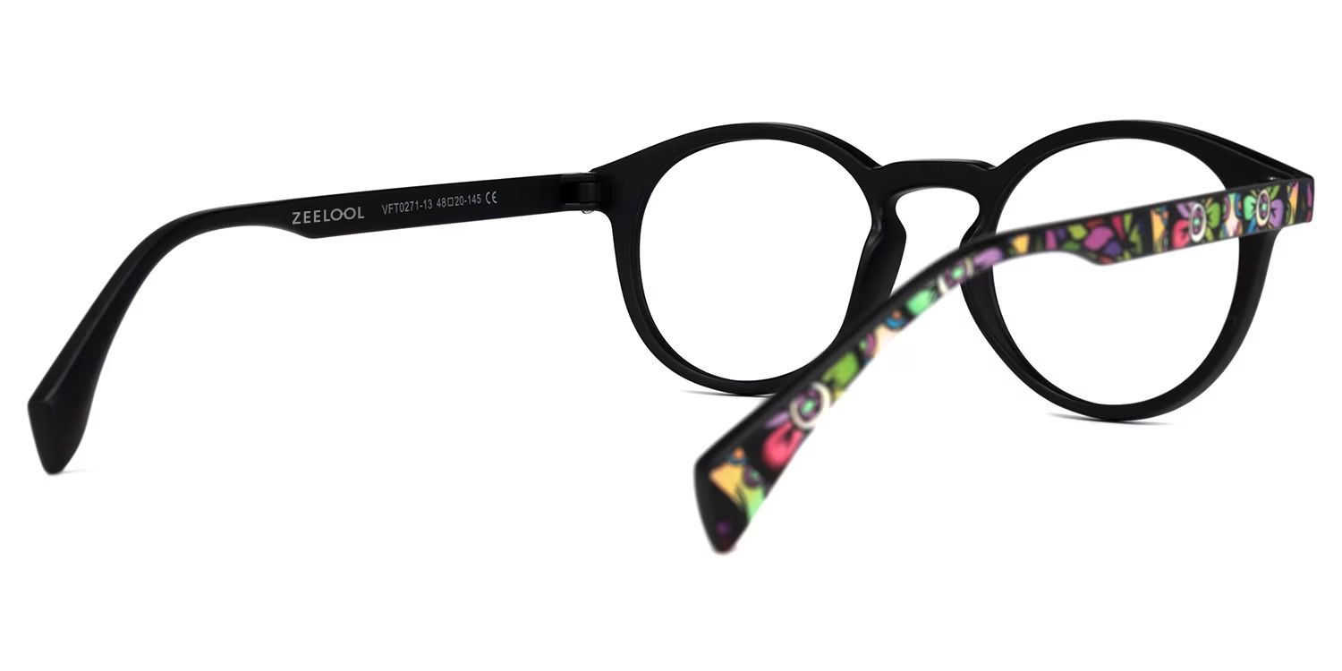 Street-Artist Round Eyeglasses and Purple-Floral Frames3