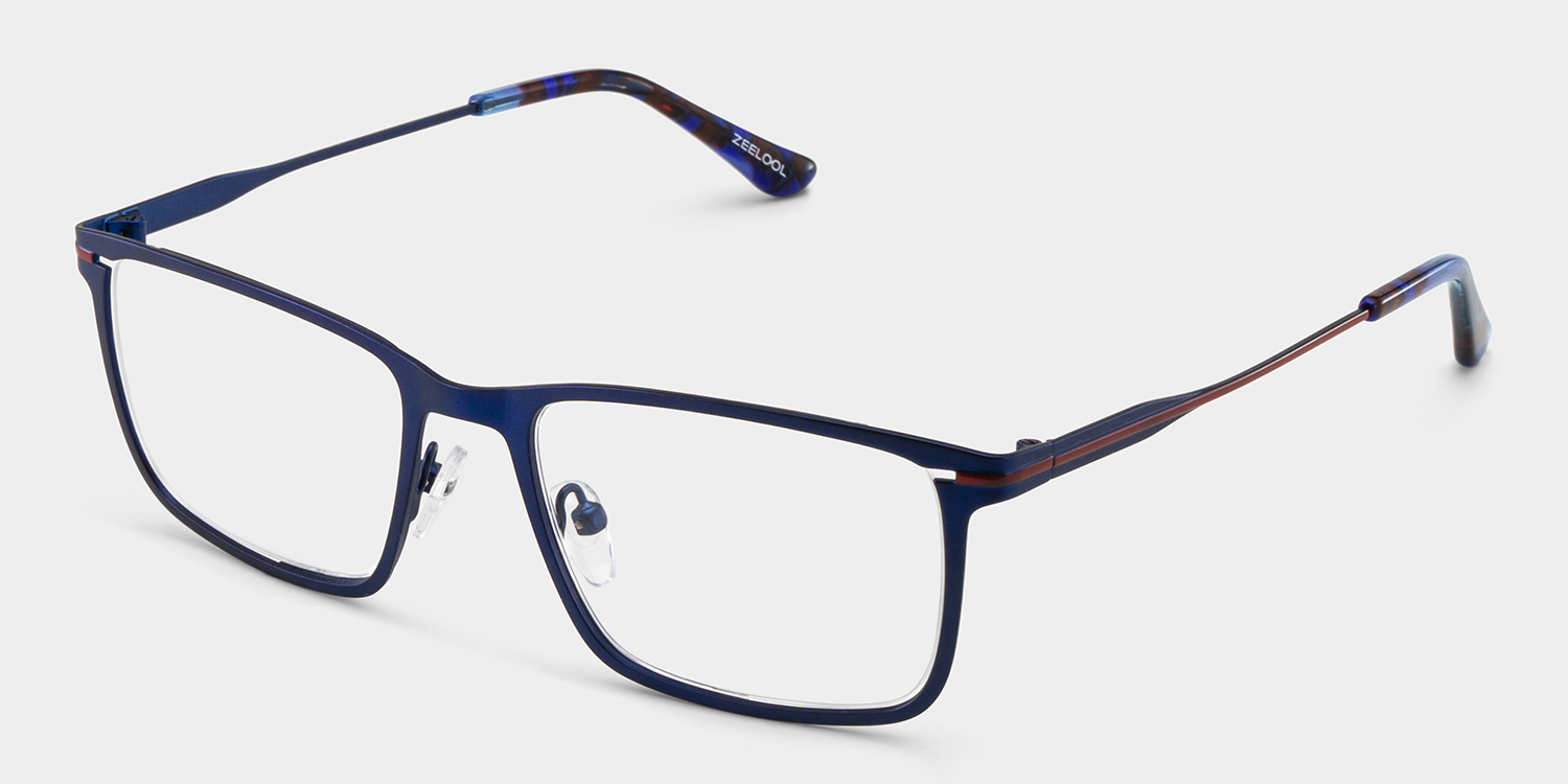 Rectangle Blue Eyeglasses- Roxana Metal Frame Glasses2
