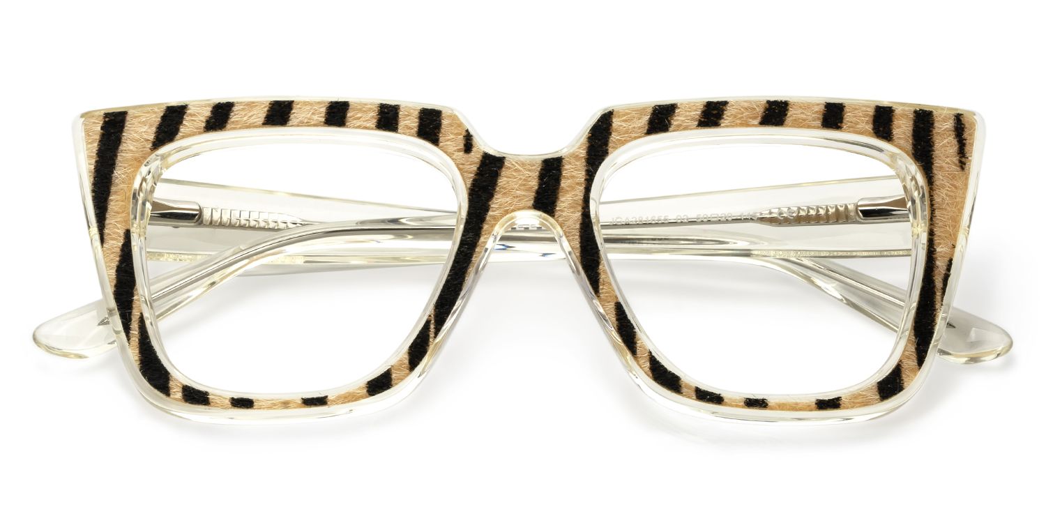 Tiger Print Glasses Frames With Clear Temple2