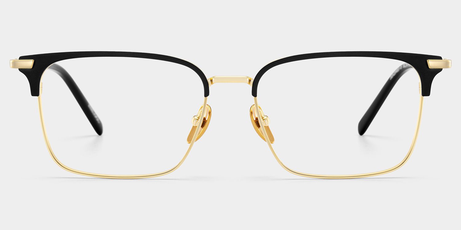 Maxwell Browline Black and Gold Glasses Frames for Men | ZEELOOL