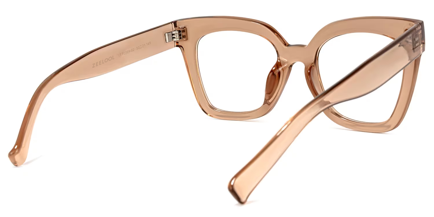 Malcolm Square Crystal Champagne Frame Glasses | ZEELOOL Canada4