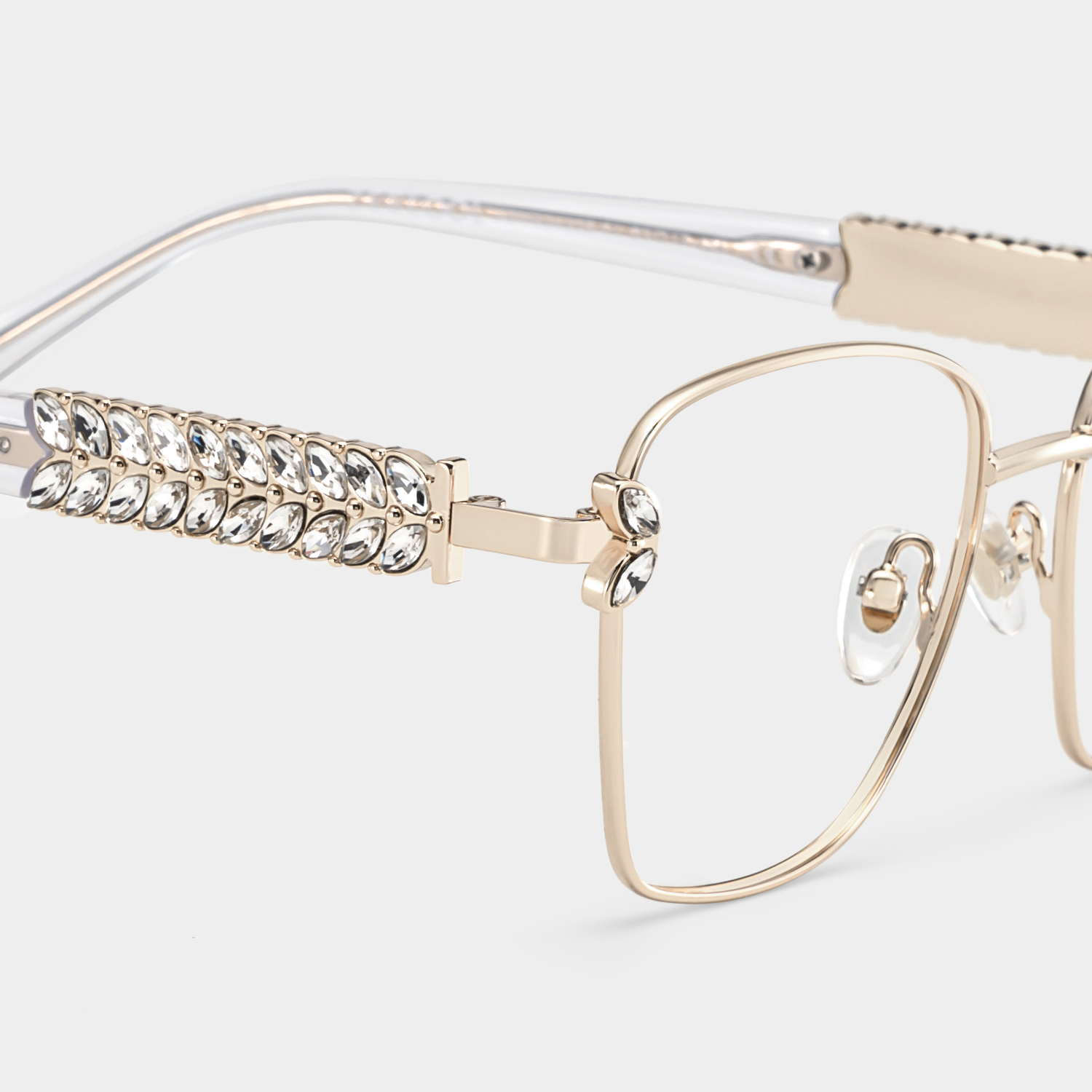 Ellie Rectangle Light Gold Glasses4