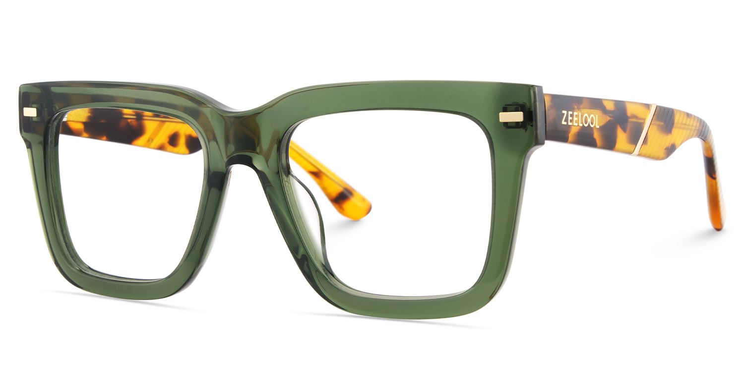 Thick Green Frame Glasses For Men3