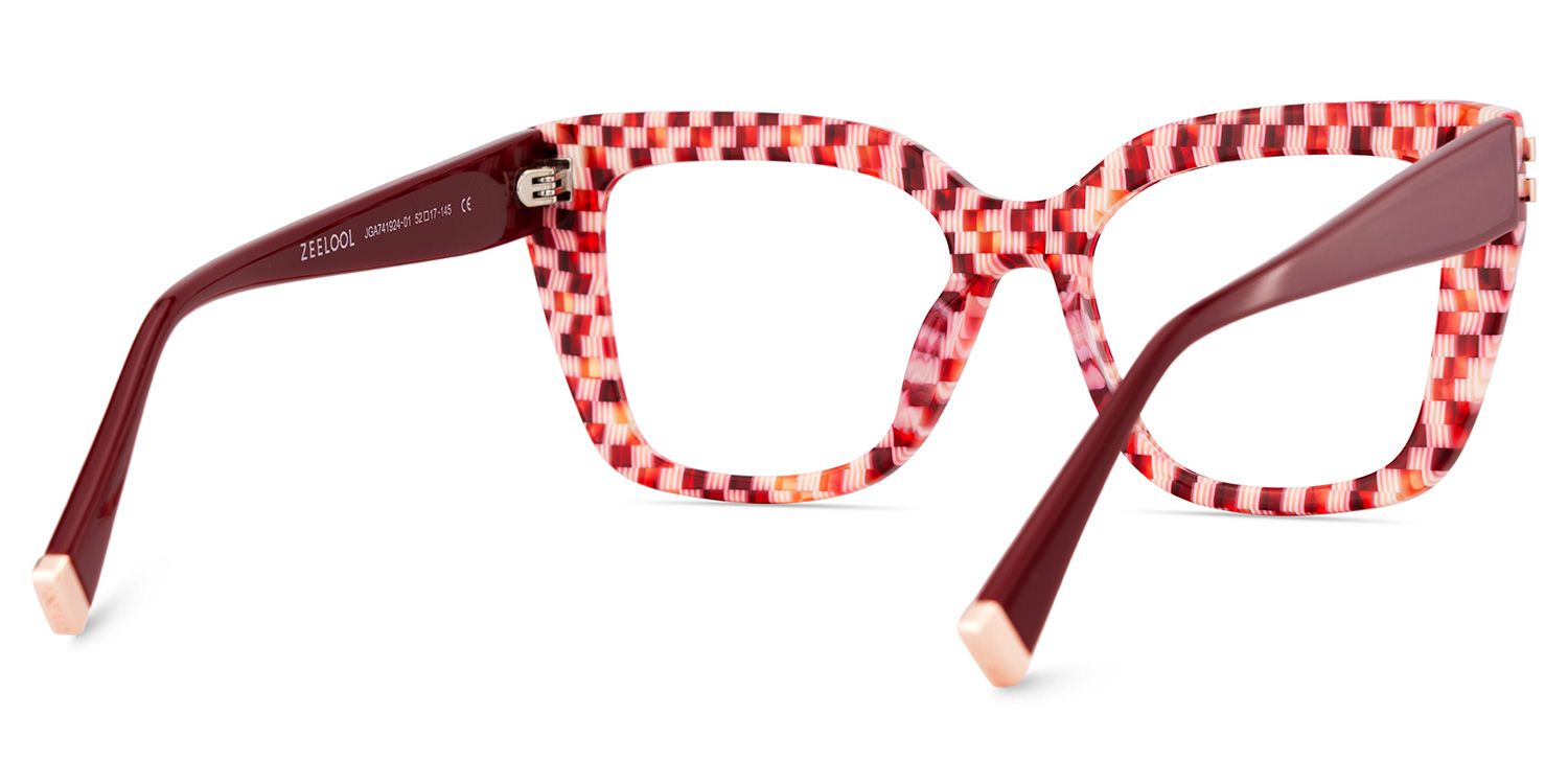 Red Plaid Glasses with Square Frames5