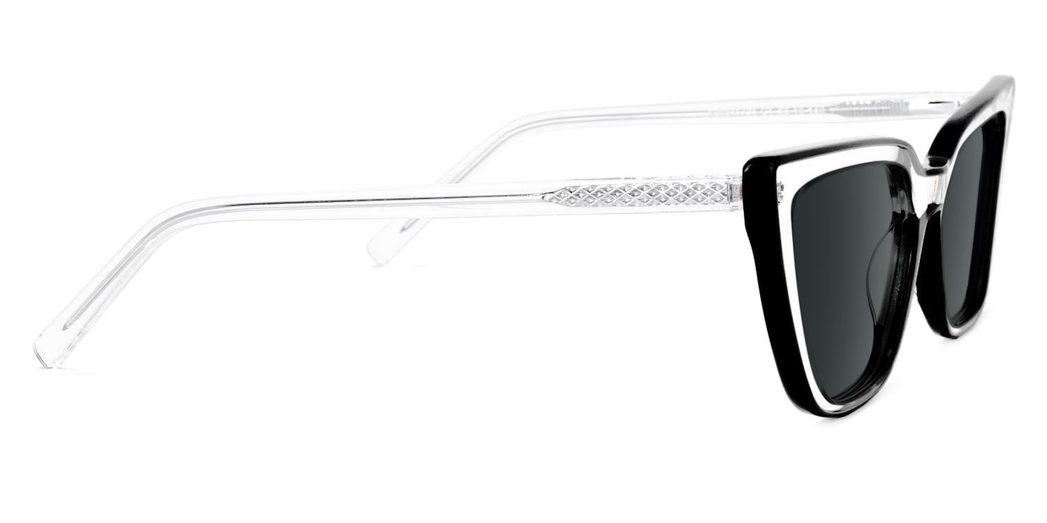 Yosef Cyber Women Black and Clear Cat Eye Frames Sunglasses2