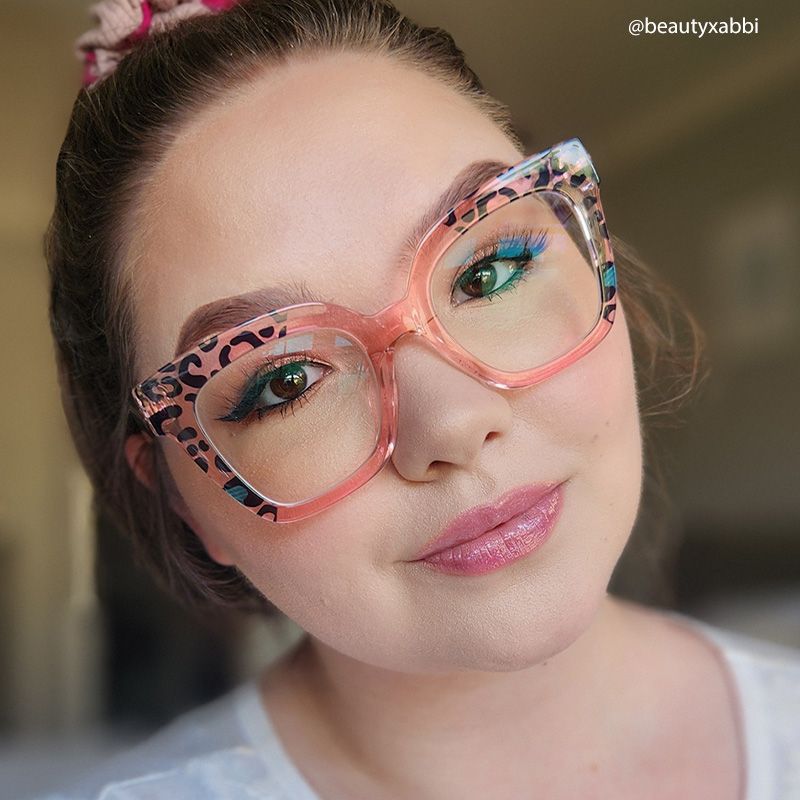 Malcolm Pink Leopard Print Square Frame Glasses for Women11