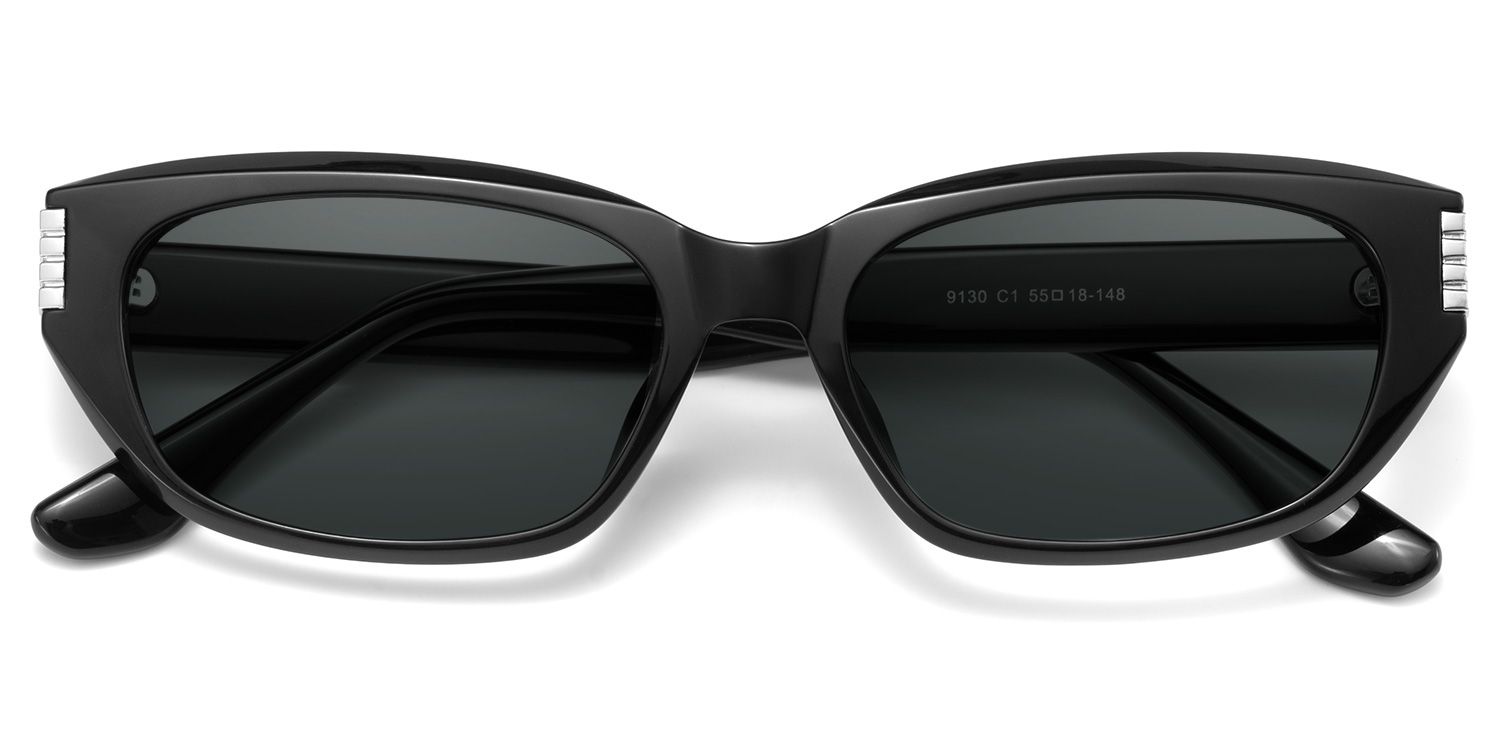 Riviera Black Geometric Sunglasses in TR90 Material1